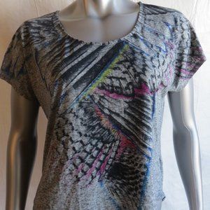 Forever21 Dark Gray With Feathers Short Sleeves Sh